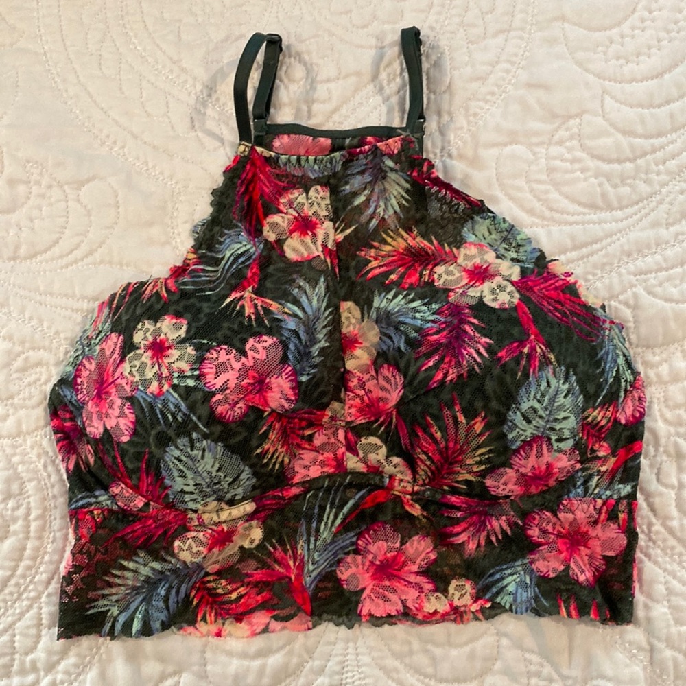Pink by Victoria’s Secret, small lace bralette, push up with underwire